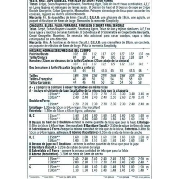 Simplicity Sewing Pattern 9639 Women's Jacket Top Skirt Pants Shorts Size18W-24W - Picture 2 of 2